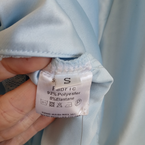 😇NWT -Marthea- Lace - Square Neck - Baby Blue Mini Dress-Size small🩵 - Picture 11 of 12